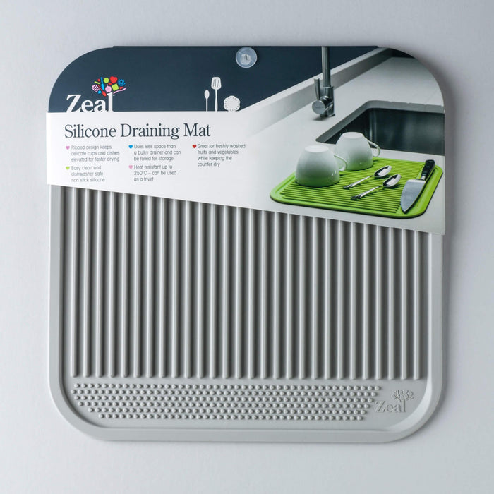 Zeal Silicone Draining Mat - Dark Grey (31cm) - LemonSalt
