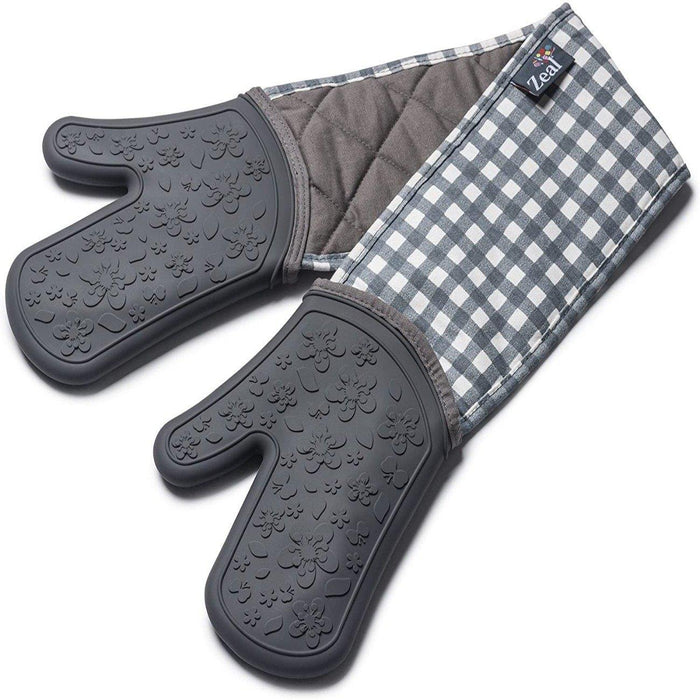 Zeal Silicone Lime Dark Grey/Gingham Oven Glove - LemonSalt