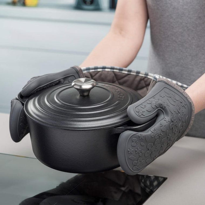 Zeal Silicone Lime Dark Grey/Gingham Oven Glove - LemonSalt