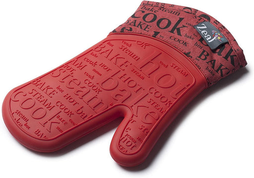 Zeal Silicone Red/Script Single Oven Glove - LemonSalt