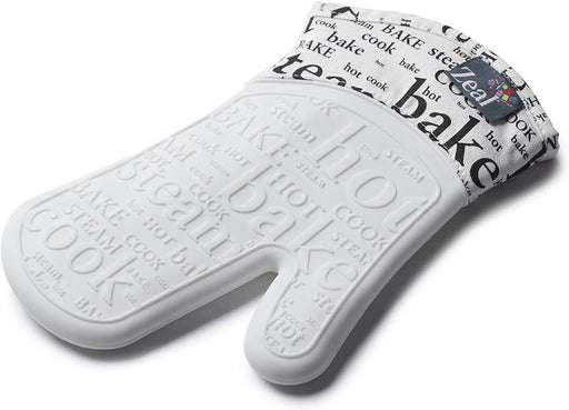 Zeal Silicone White/Script Single Oven Glove - LemonSalt