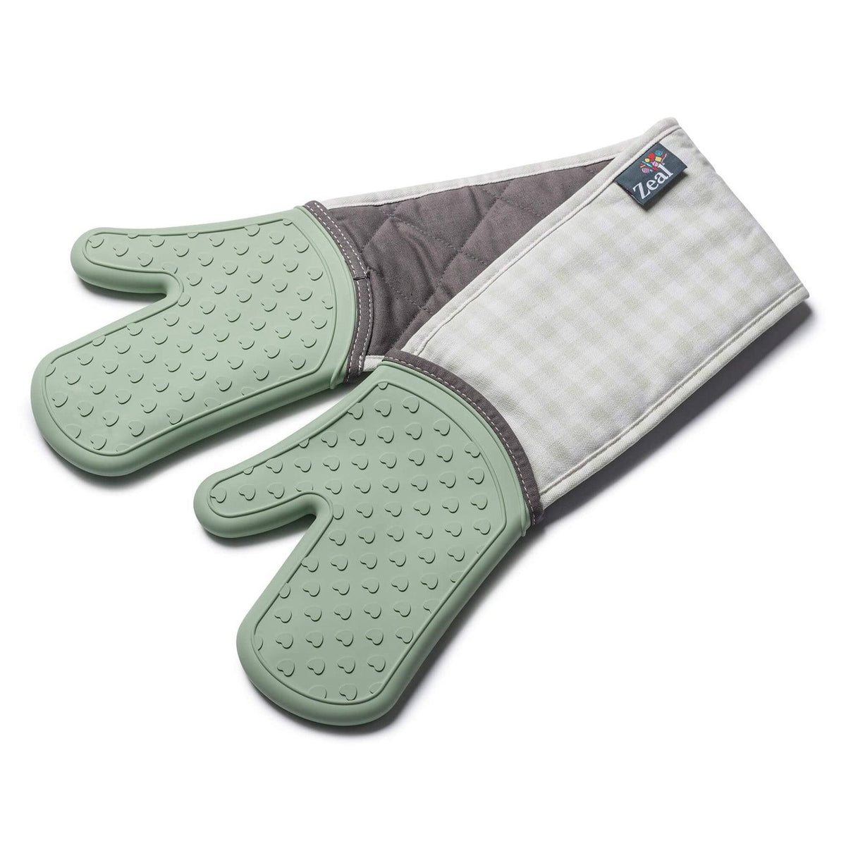 Zeal Waterproof Silicone Double Oven Glove Sage Green Oven Mitts