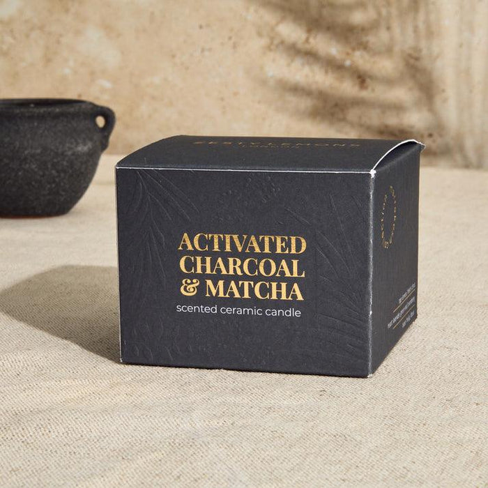Zesty Lemons Marrakesh Graphite Pottery Candle - Activated Charcoal & Matcha - LemonSalt