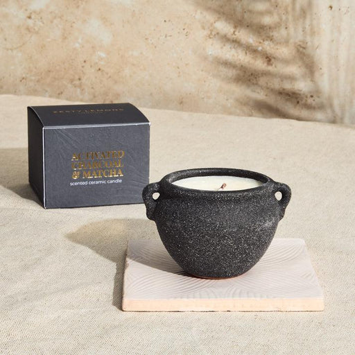 Zesty Lemons Marrakesh Graphite Pottery Candle - Activated Charcoal & Matcha - LemonSalt
