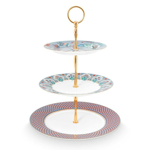 Pip Studio - Flower Festival 3 Layer Cake Stand - Light Blue (17-21- 26.5cm) | {{ collection.title }}