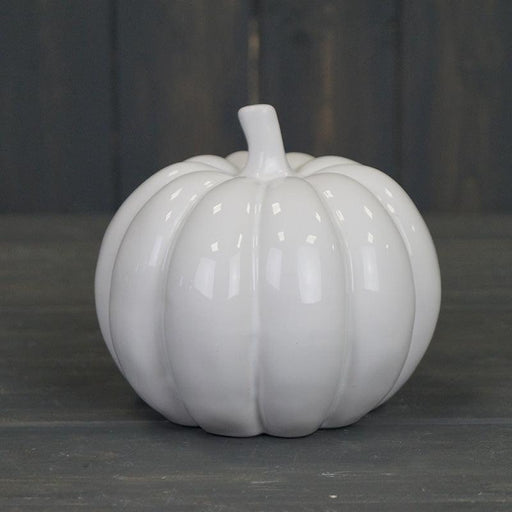 The Satchville Gift Co. - White Gloss Ceramic Pumpkin (13cm) | {{ collection.title }}
