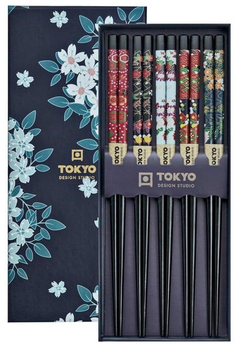 Tokyo Design Studio Chopstick Giftset - Cherry Blossom Blue (5 Pairs) | {{ collection.title }}