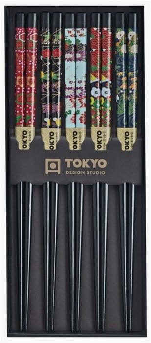 Tokyo Design Studio Chopstick Set - Black Flower (5 Pairs) | {{ collection.title }}