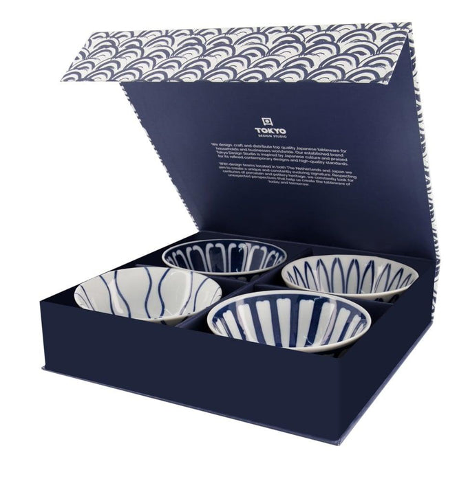 Tokyo Design Studio Mixed Bowl Giftset - Blue & White (4pcs) | {{ collection.title }}