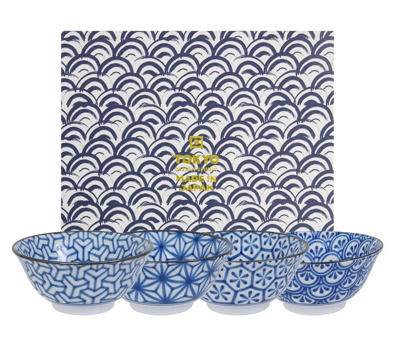 Tokyo Design Studio Mixed Bowl Giftset - Blue Pattern (4pcs) | {{ collection.title }}