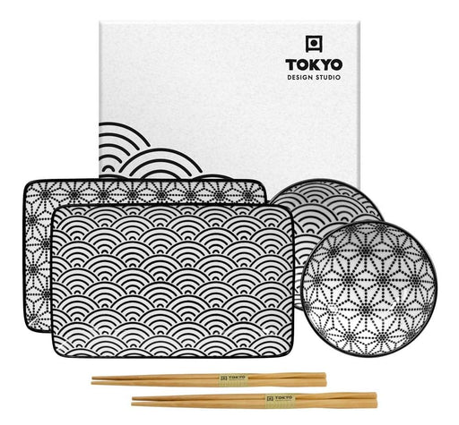 Tokyo Design Studio Nippon Black Sushi Plate Giftset & Chopsticks (4pcs) | {{ collection.title }}
