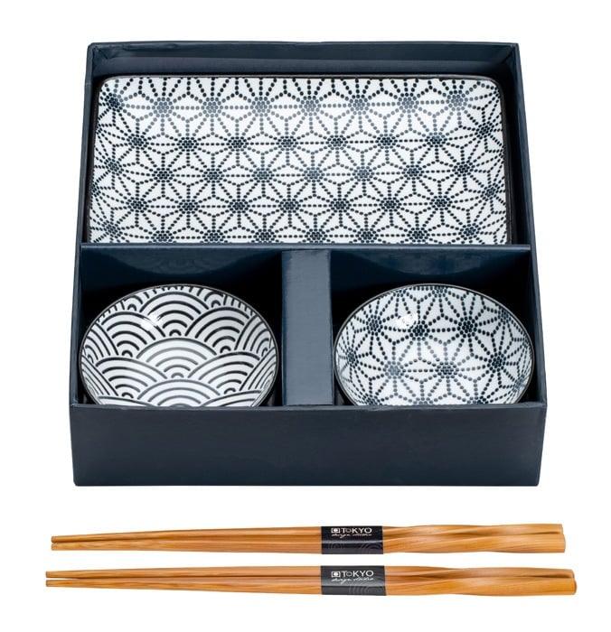Tokyo Design Studio Nippon Black Sushi Plate Giftset & Chopsticks (4pcs) | {{ collection.title }}
